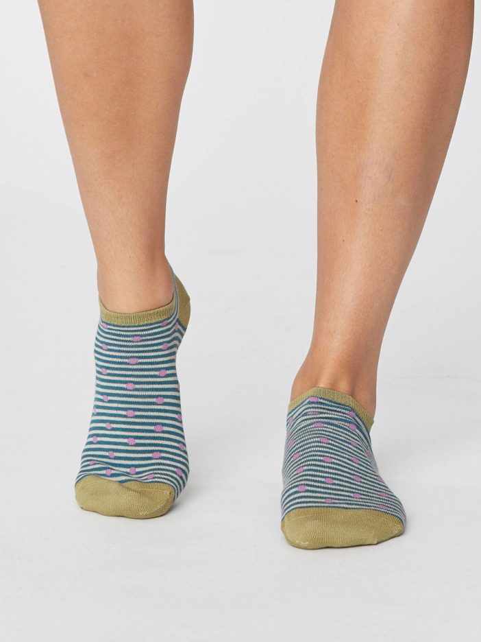 Bambusové ponožky Spot and Stripe tyrkysové