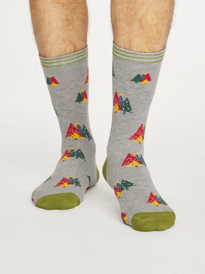 Thought pánské bambusové ponožky christmas tree šedé