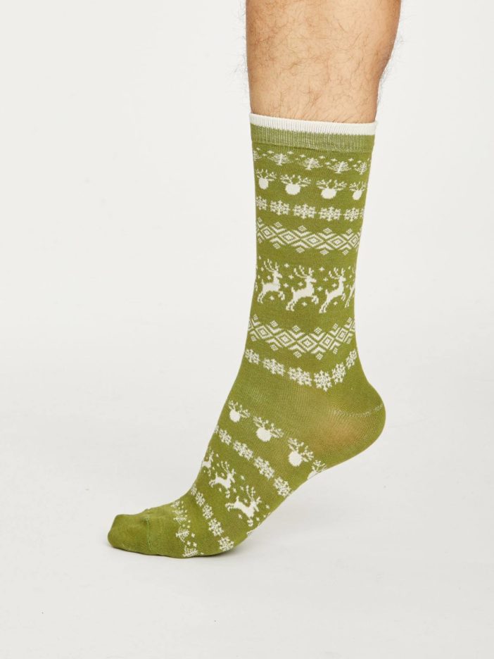 Thought pánské bambusové ponožky reindeer zelené