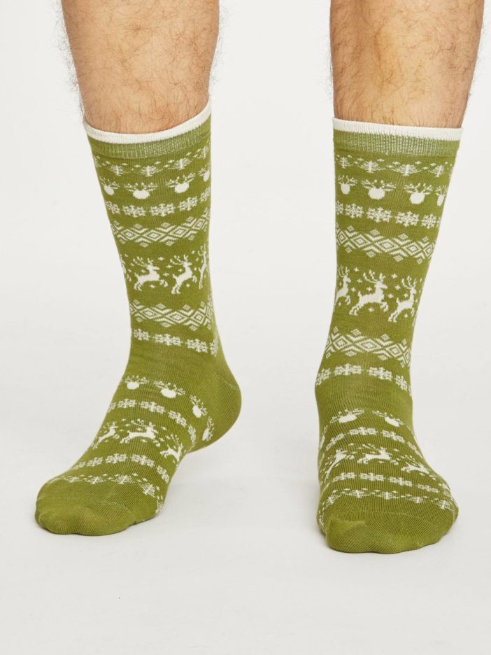 Thought pánské bambusové ponožky reindeer zelené