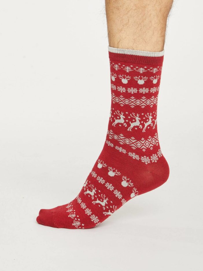 Thought pánské bambusové ponožky reindeer červené