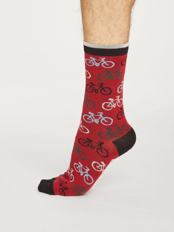 Thought pánské bambusové ponožky cycler červené