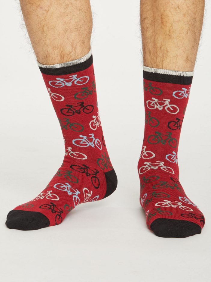 Thought pánské bambusové ponožky cycler červené