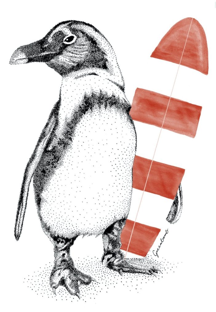 Greenbomb tričko z bio bavlny penguin surfer bílé