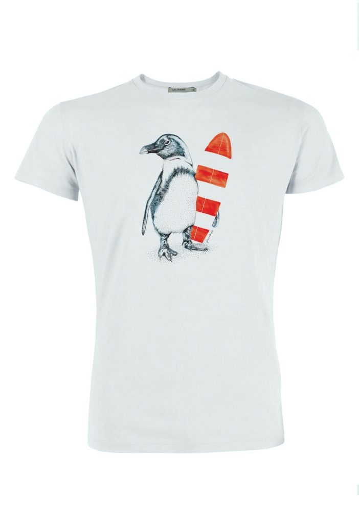 Greenbomb tričko z bio bavlny penguin surfer bílé