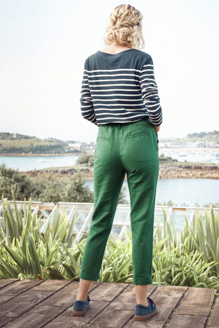 Seasalt Cornwall kalhoty se lnem nanterrow zelené