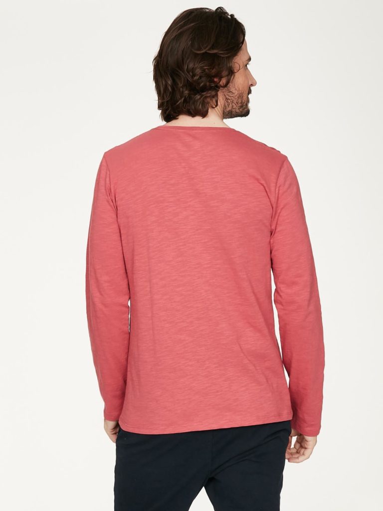 Thought pánské tričko s dlouhým rukávem z bio bavlny růžové