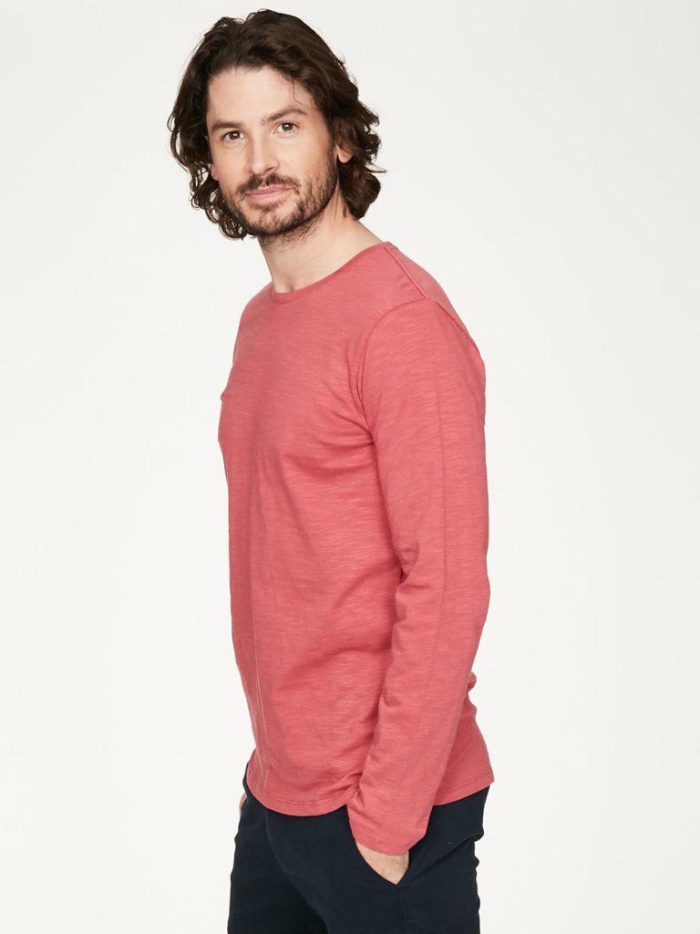 Thought pánské tričko s dlouhým rukávem z bio bavlny růžové