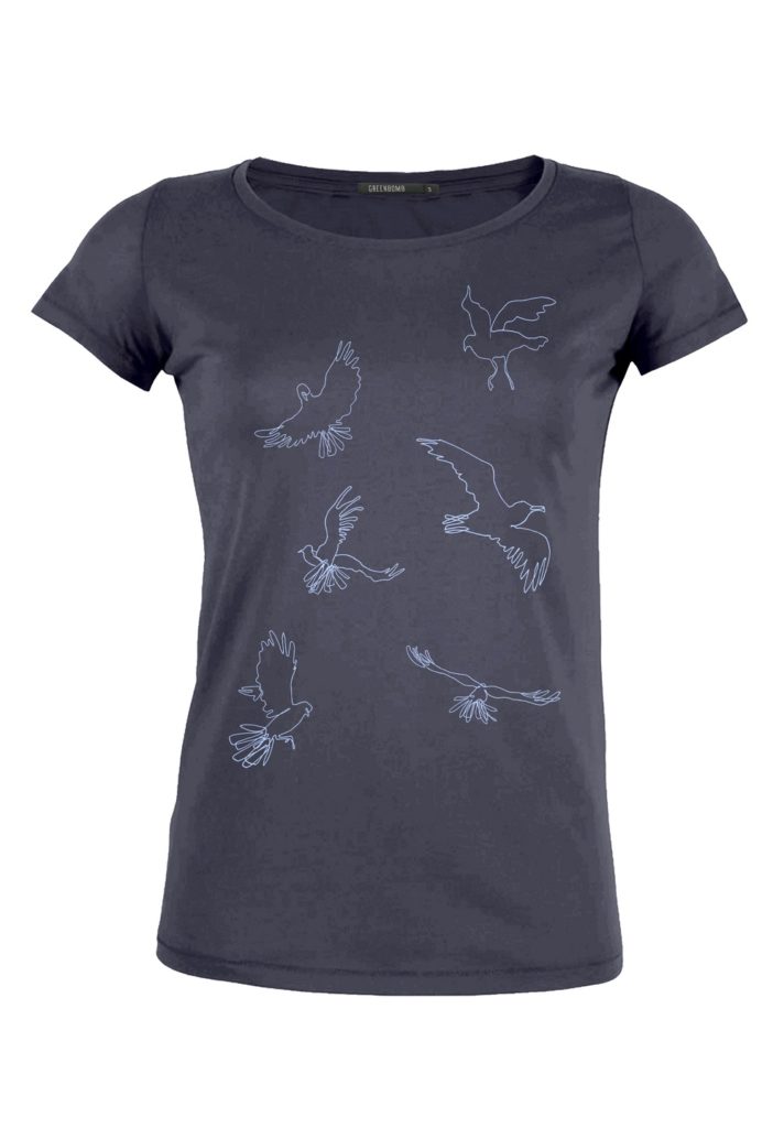 Greenbomb dámské tričko birds line šedé