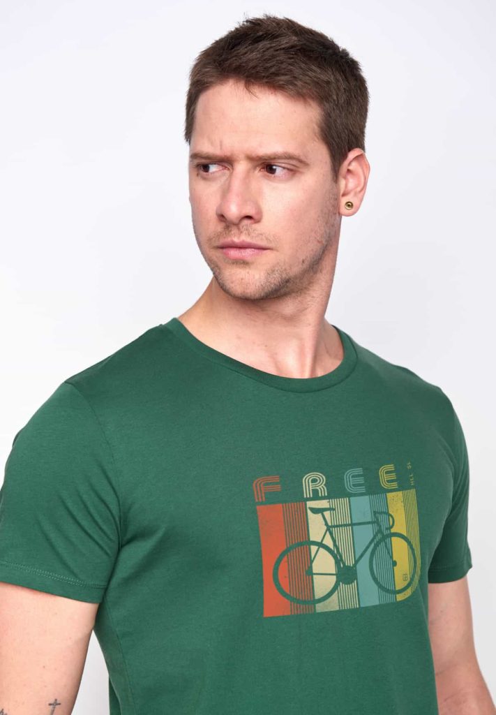 Greenbomb tričko retro bike stripes zelené
