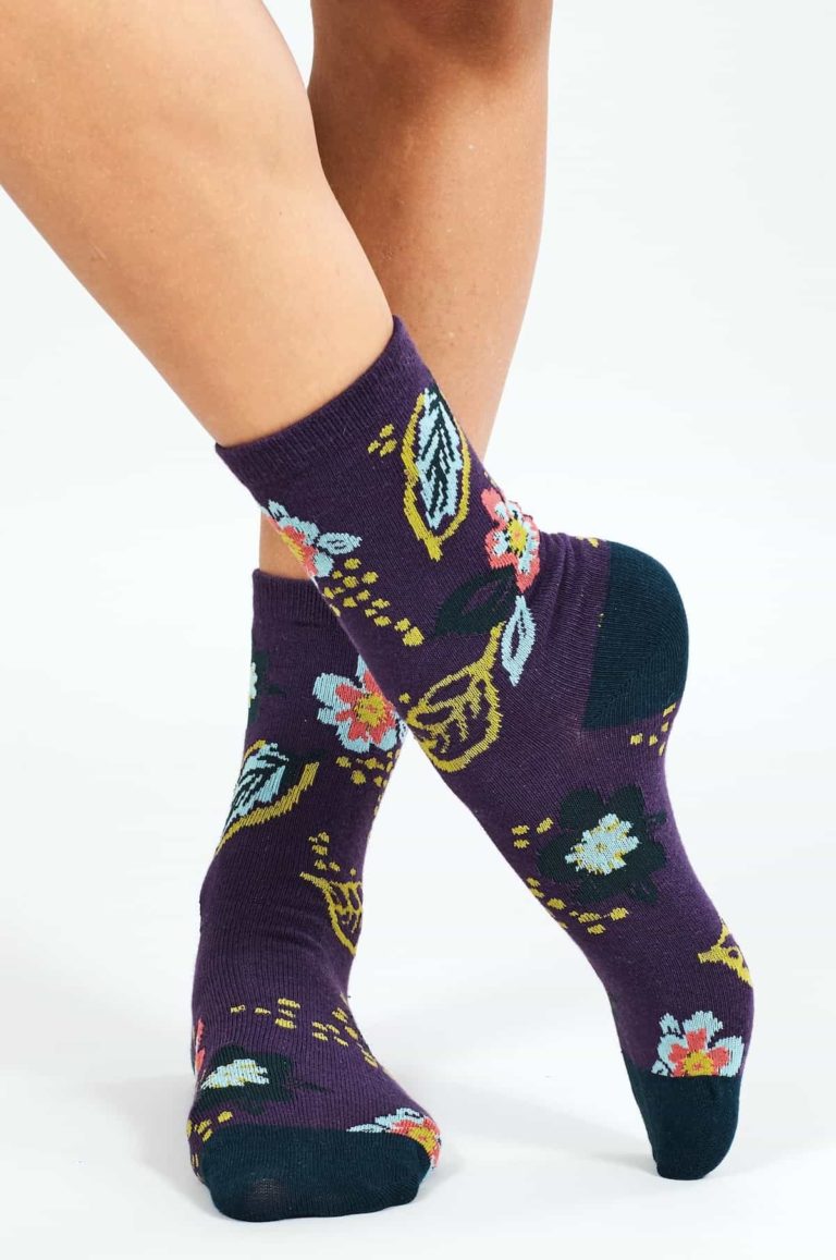 Nomads dámské ponožky z bio bavlny floral fialové
