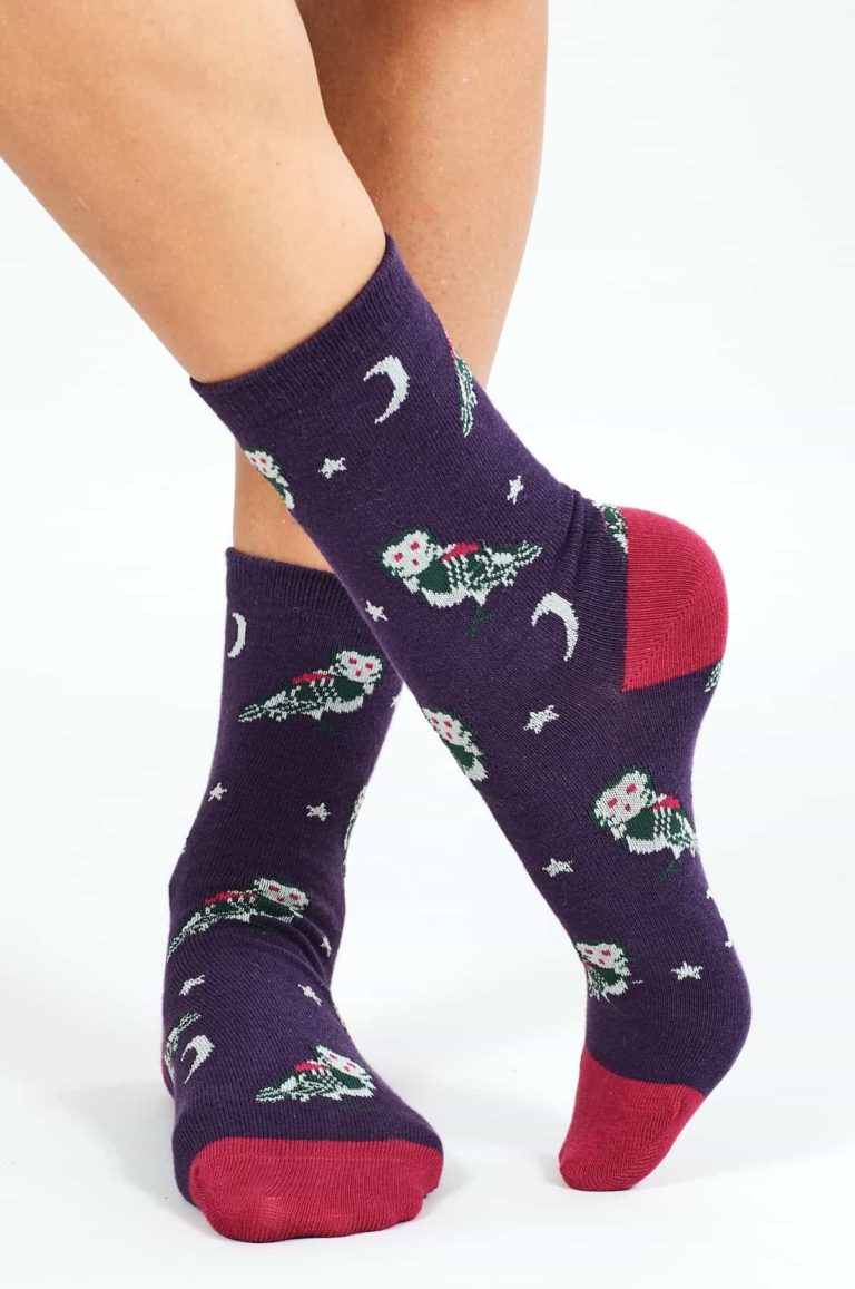 Nomads dámské ponožky z bio bavlny owl fialové
