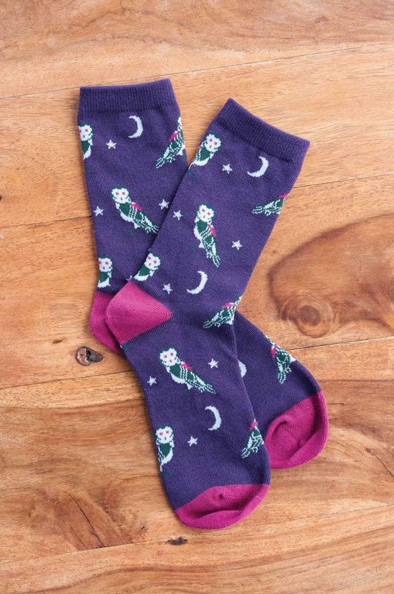 Nomads dámské ponožky z bio bavlny owl fialové