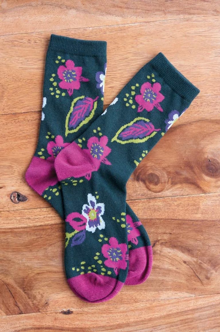 Nomads dámské ponožky z bio bavlny floral zelené