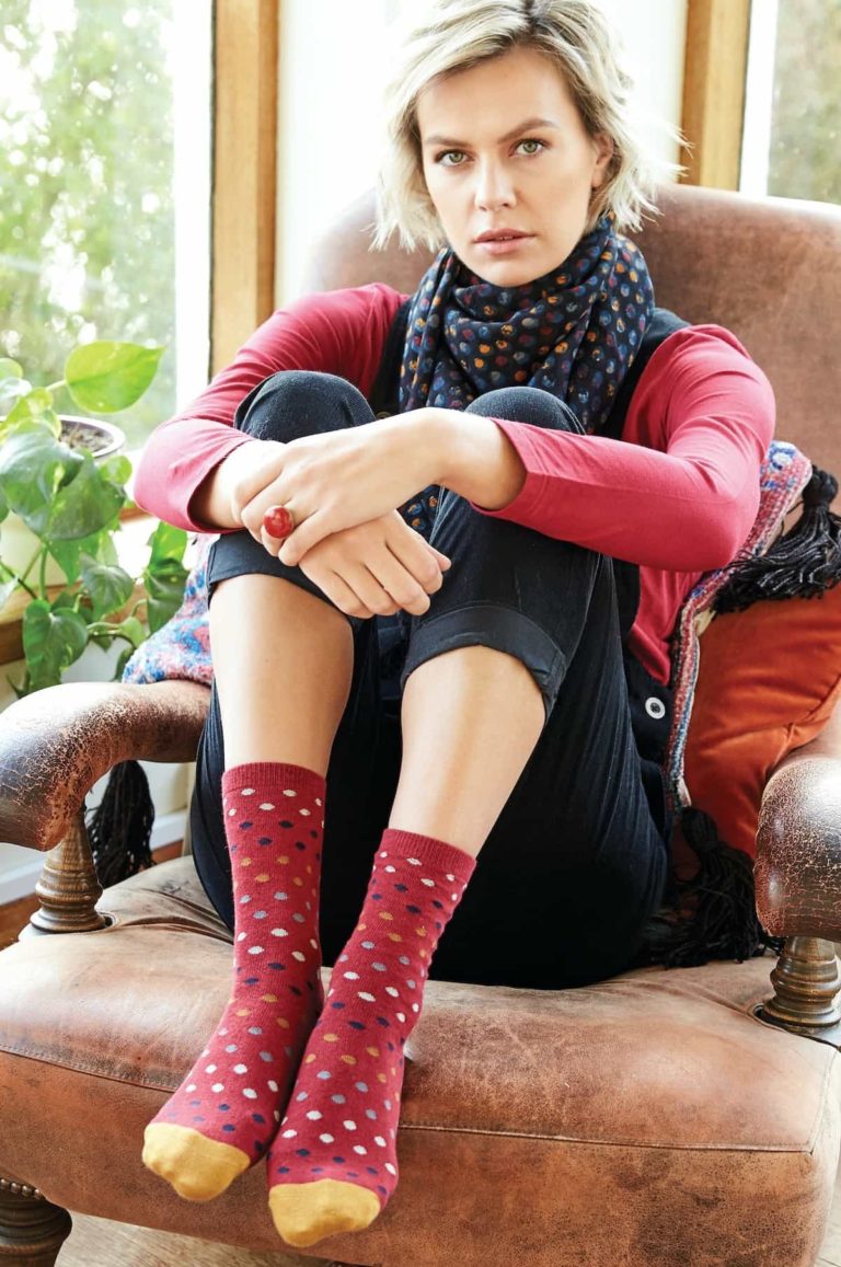 Nomads dámské ponožky z bio bavlny spotty červené
