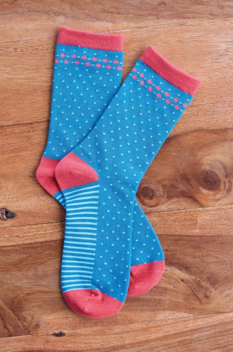 Nomads dámské ponožky z bio bavlny stripe and spot modré