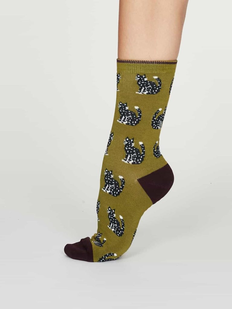 Thought dámské bambusové ponožky kitty zelené