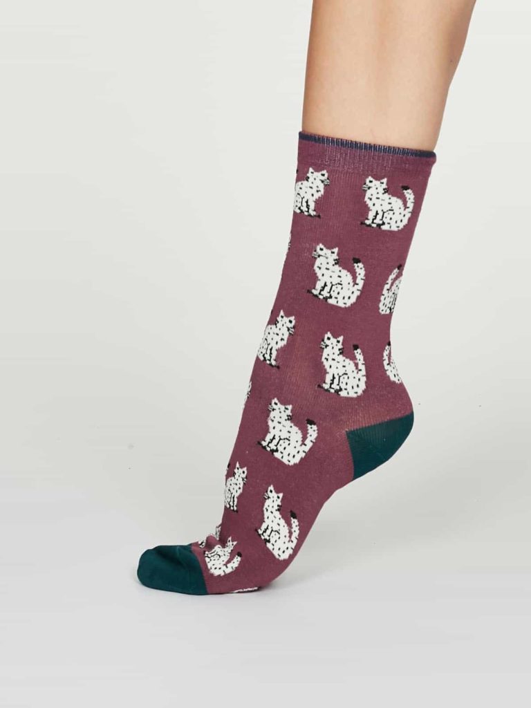Thought dámské bambusové ponožky kitty růžové