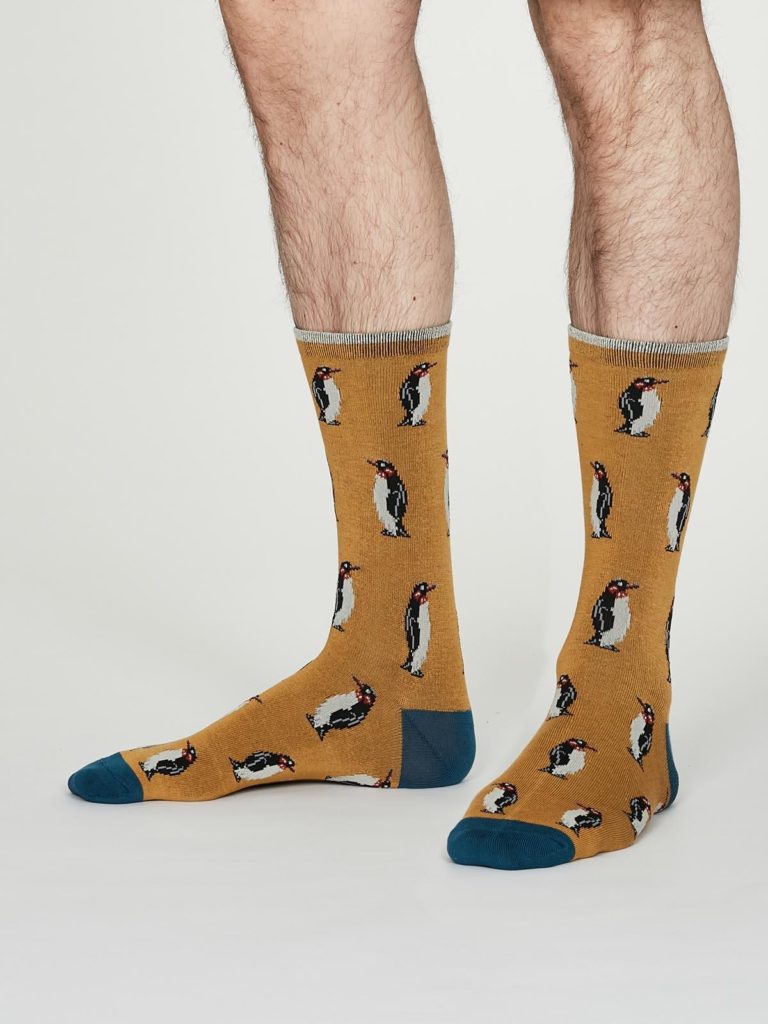 Thought pánské bambusové ponožky penguin žluté