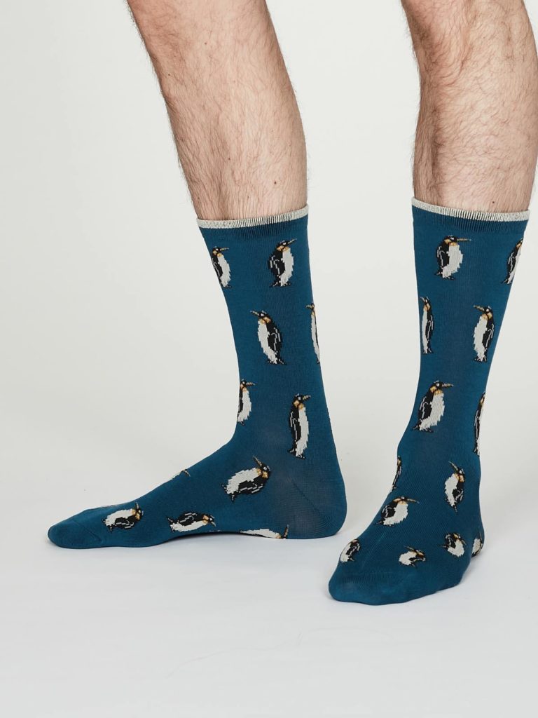 Thought pánské bambusové ponožky penguin modré