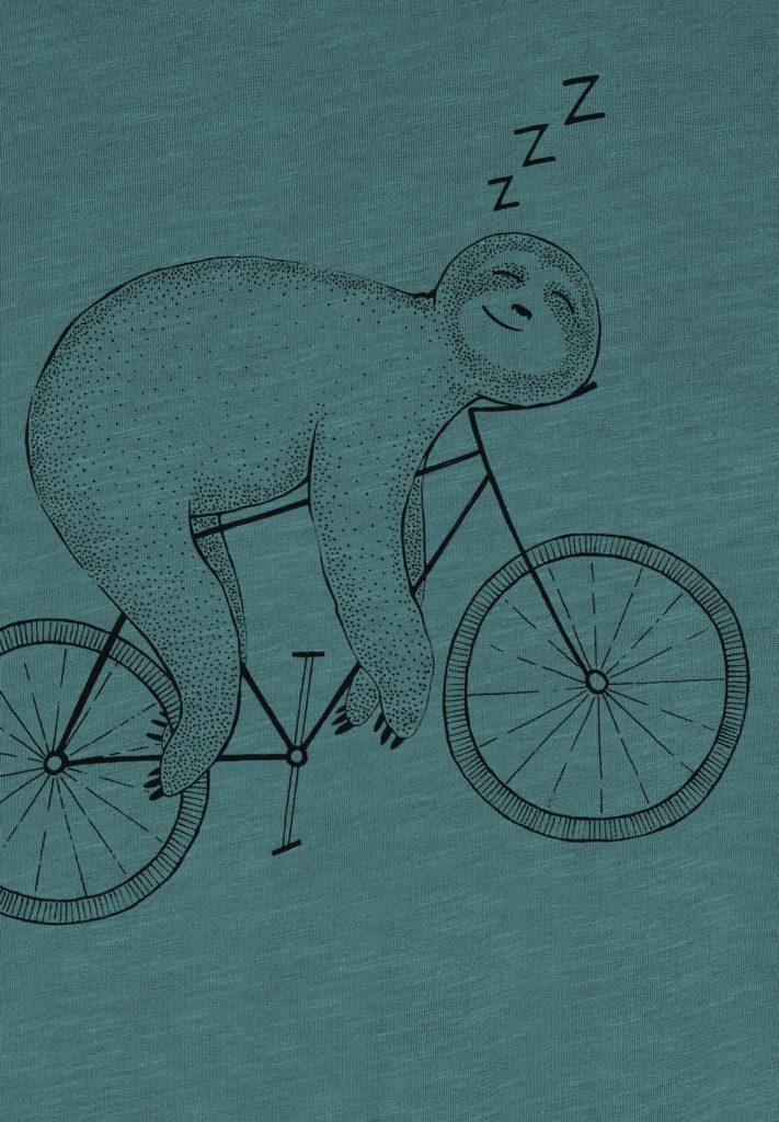 Greenbomb tričko bike sloth dirty blue z bio bavlny
