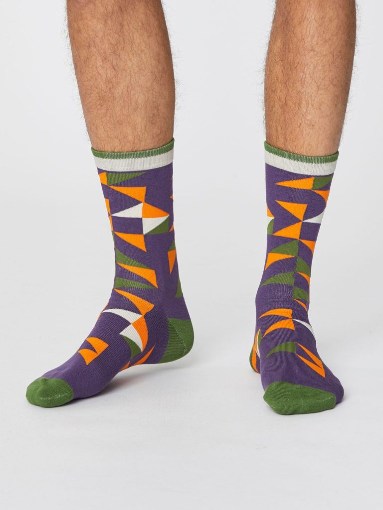 Thought pánské bambusové ponožky triangle fialové