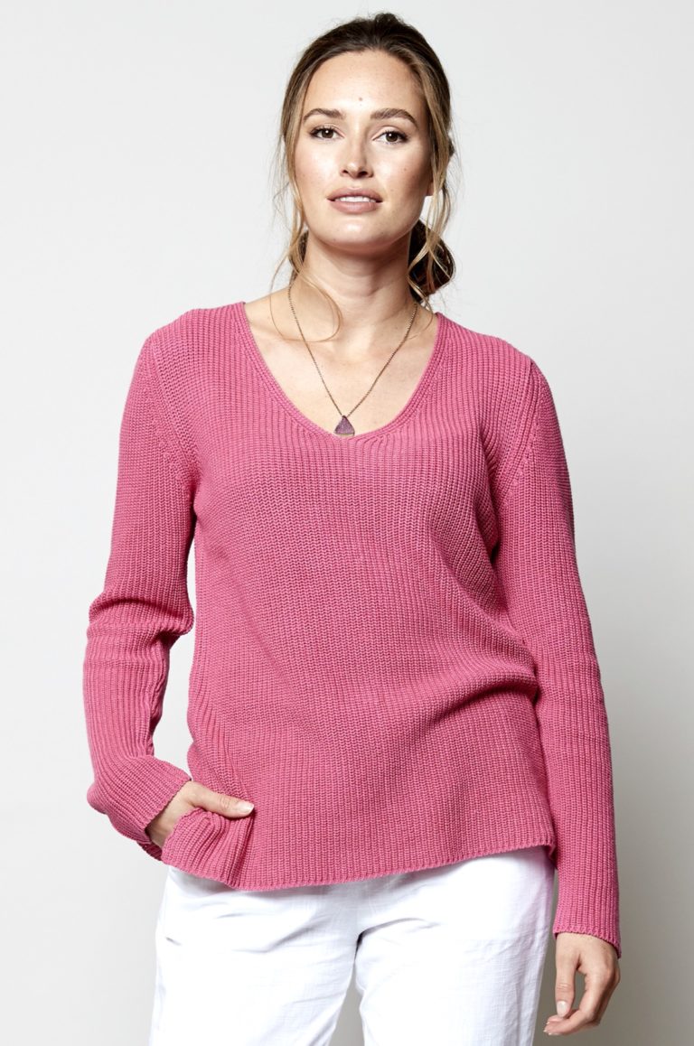Nomads Žebrovaný svetr růžový z bio bavlny
