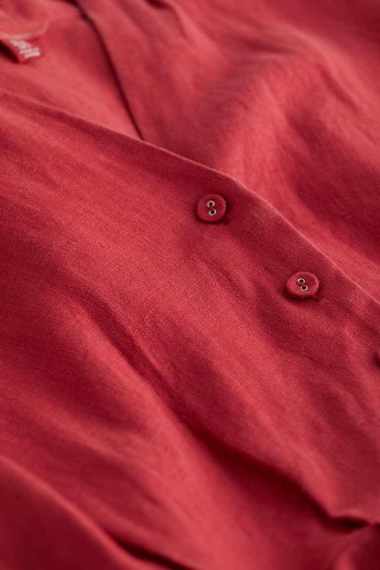 Seasalt Cornwall lněné košilové šaty herring sky červené