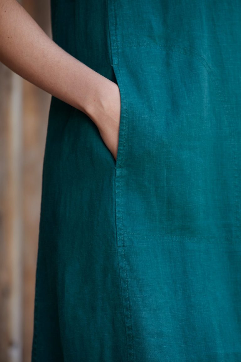 Seasalt Cornwall lněné šaty primary zelenošedé