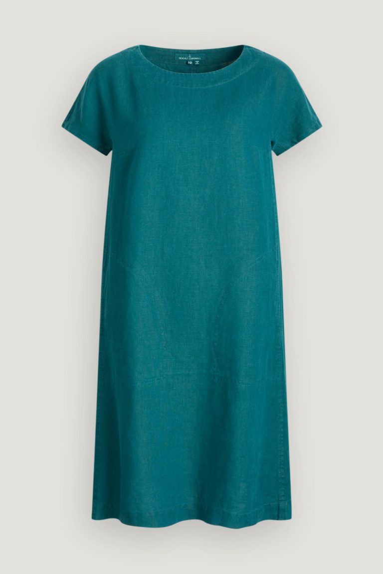 Seasalt Cornwall lněné šaty primary zelenošedé