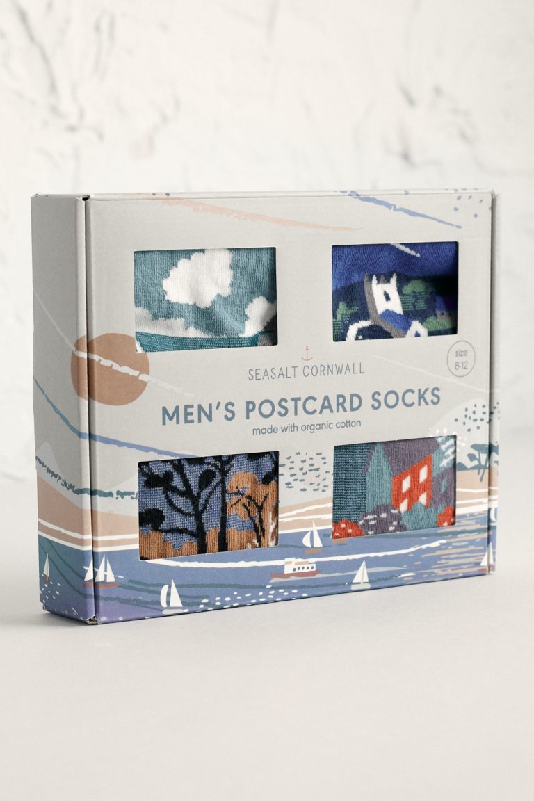 Seasalt Cornwall dárková sada pánských ponožek postcard cliffs