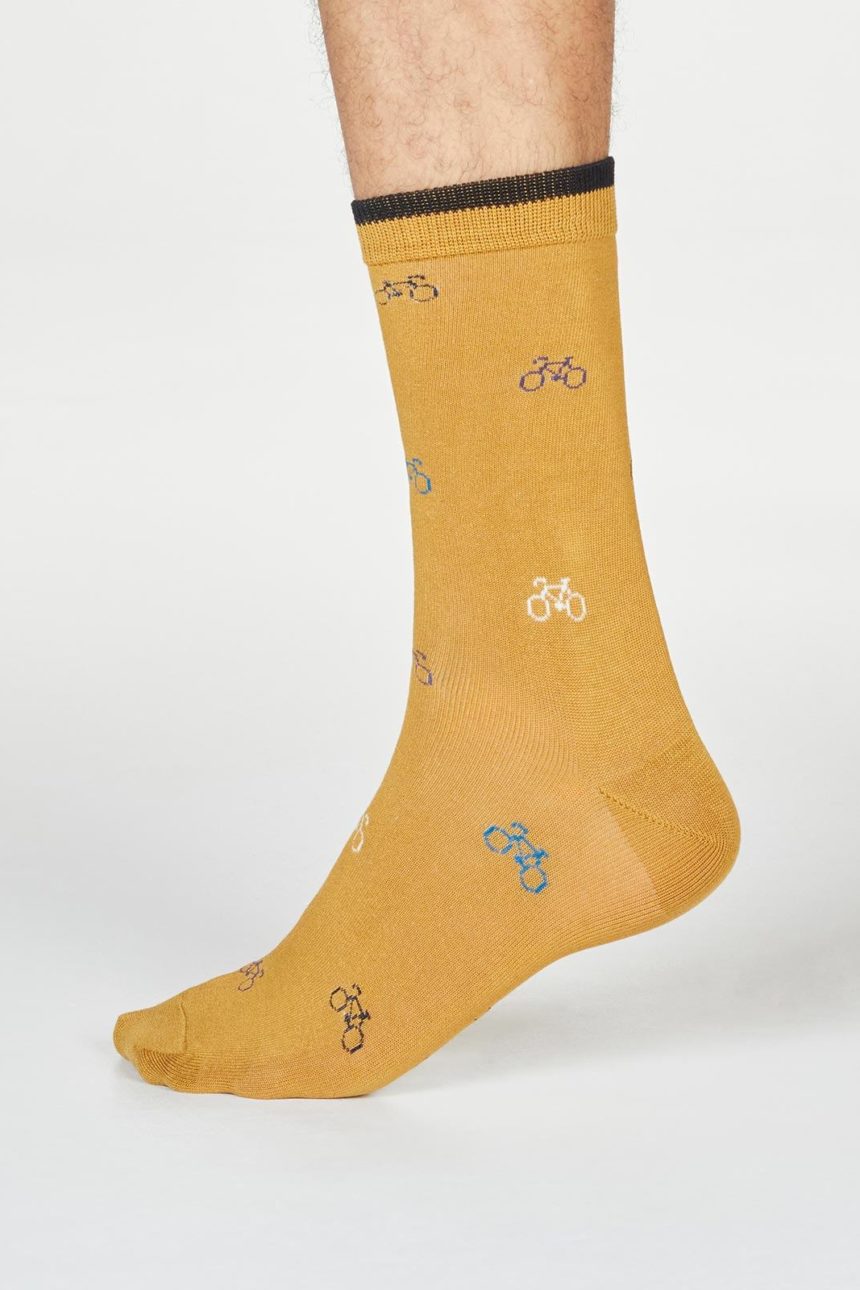 Thought pánské bambusové ponožky fergus bicycle žluté