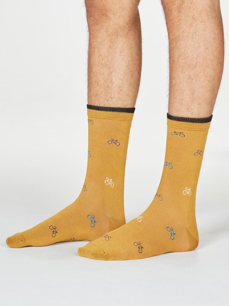 Thought pánské bambusové ponožky fergus bicycle žluté