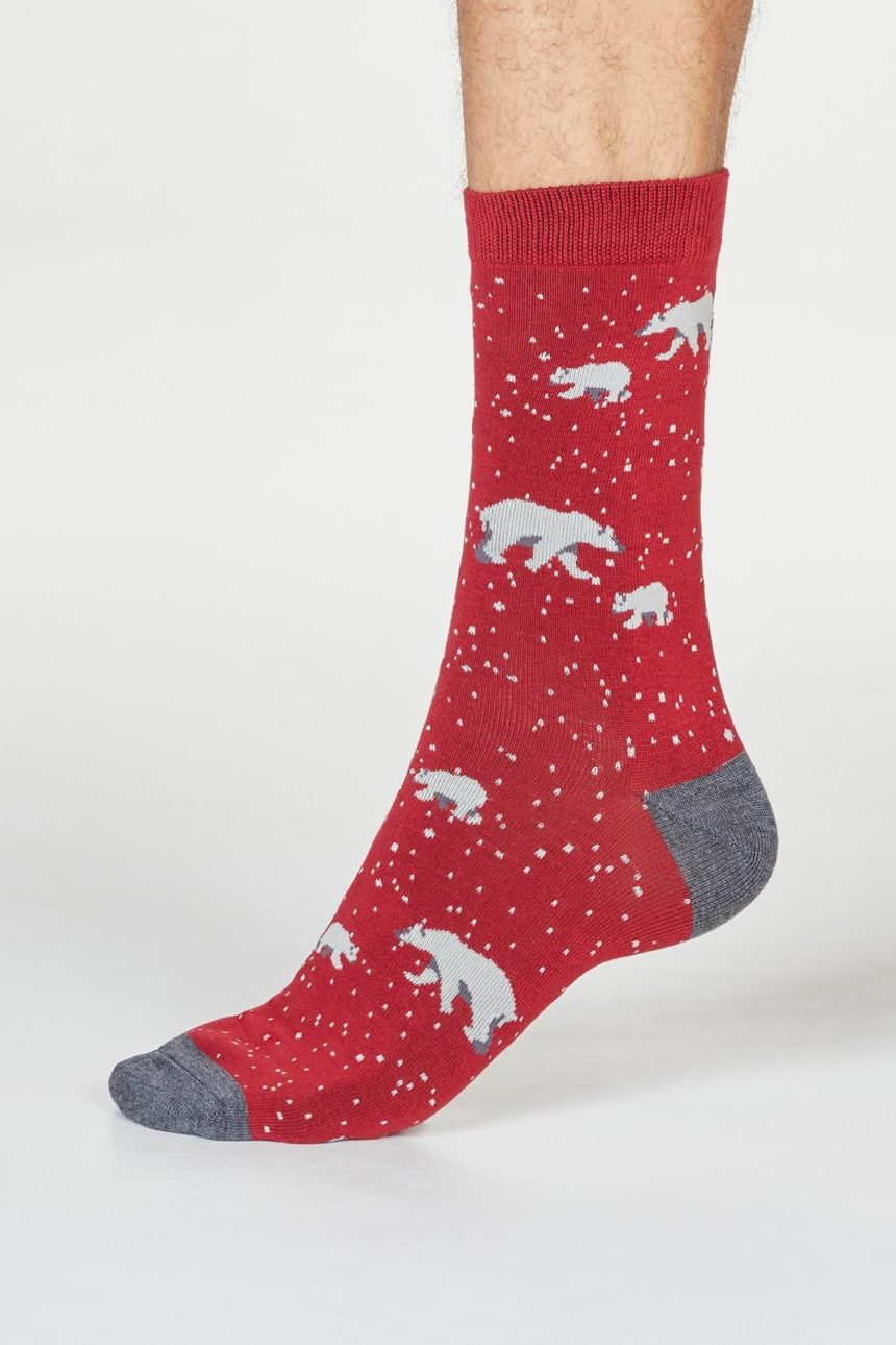 Thought pánské ponožky lon polar bear červené