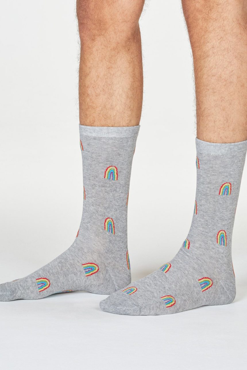 Thought pánské bavlněné ponožky rainbow šedé
