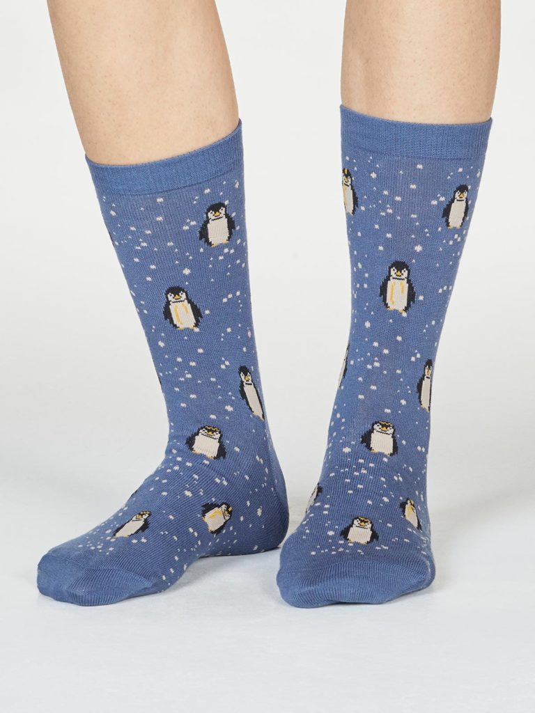 Thought dámské bambusové ponožky dona penguin modré