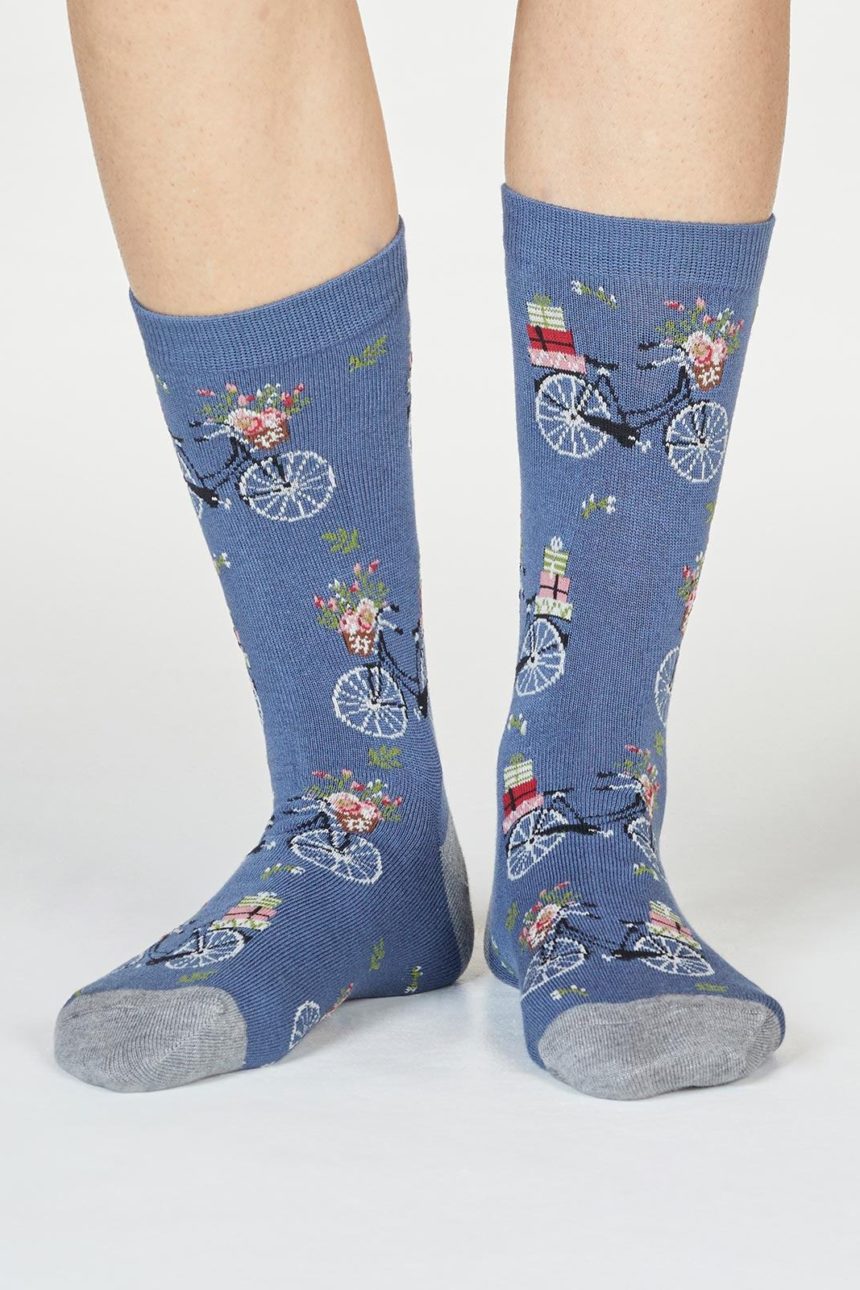 Thought dámské bambusové ponožky helen bike modré