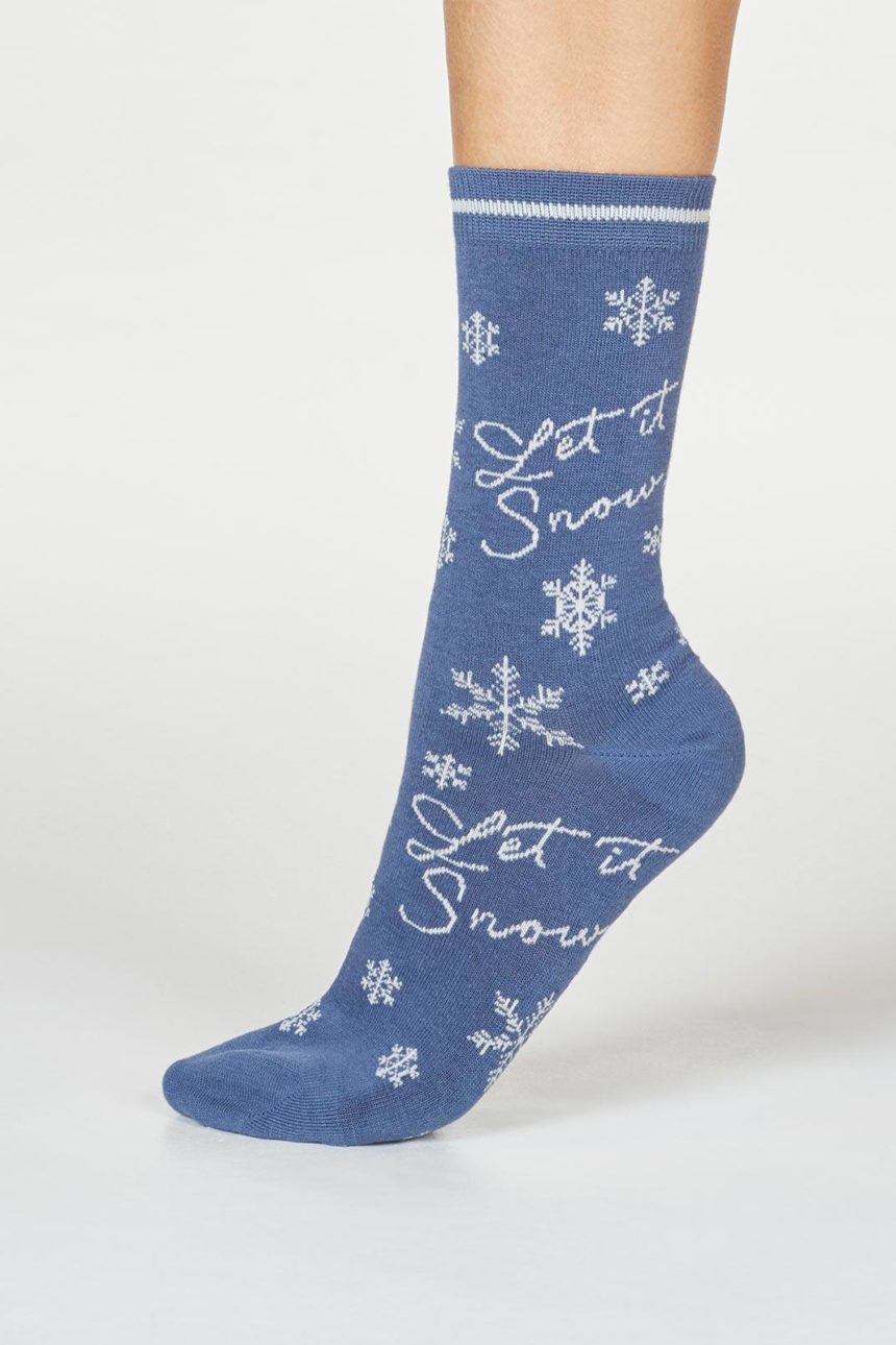 Thought dámské bambusové ponožky bobbie snow modré