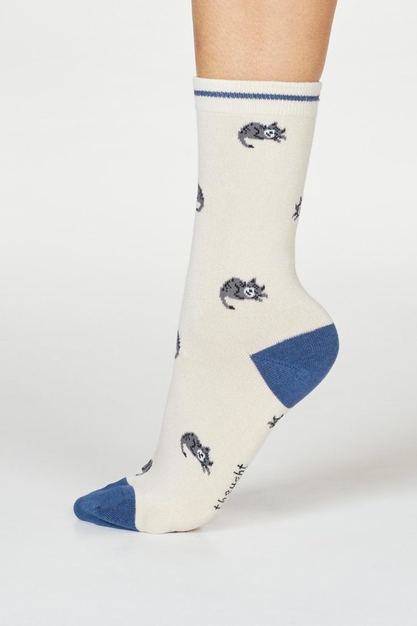 Thought dámské bambusové ponožky lula cat krémové