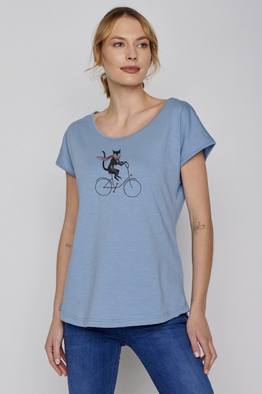 Greenbomb tričko bike cat modré
