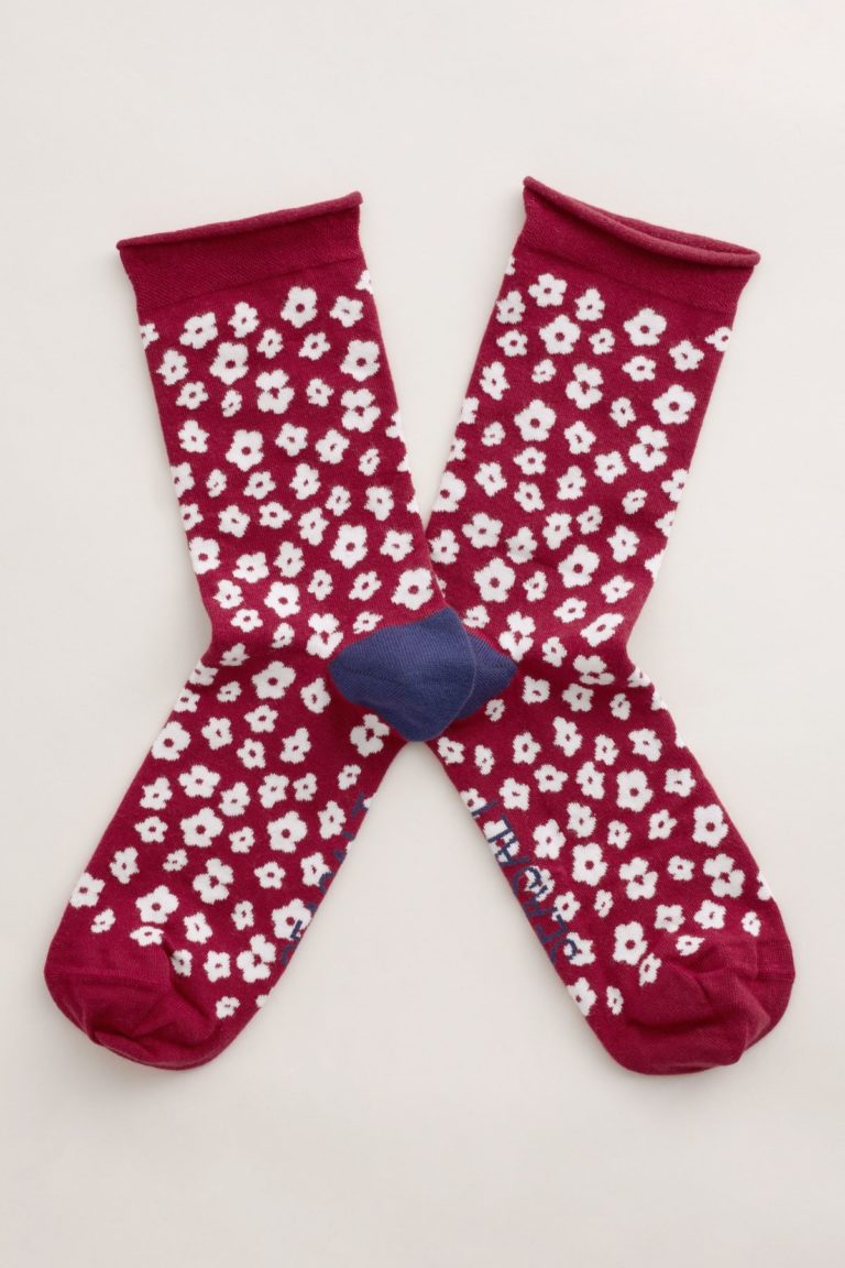 Seasalt Cornwall dámské bavlněné ponožky arty five farm poppy