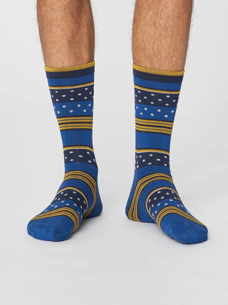 Thought pánské bambusové ponožky spot and stripe royal blue
