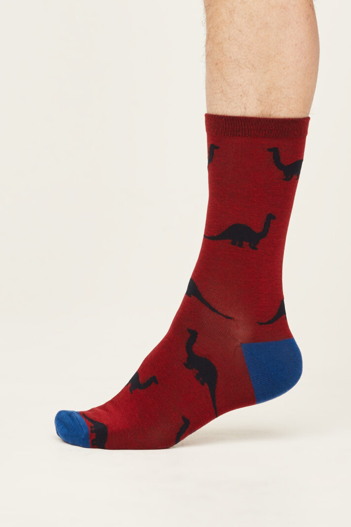 Thought pánské ponožky dinosaur berry red