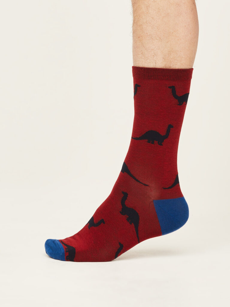 Thought pánské ponožky dinosaur berry red