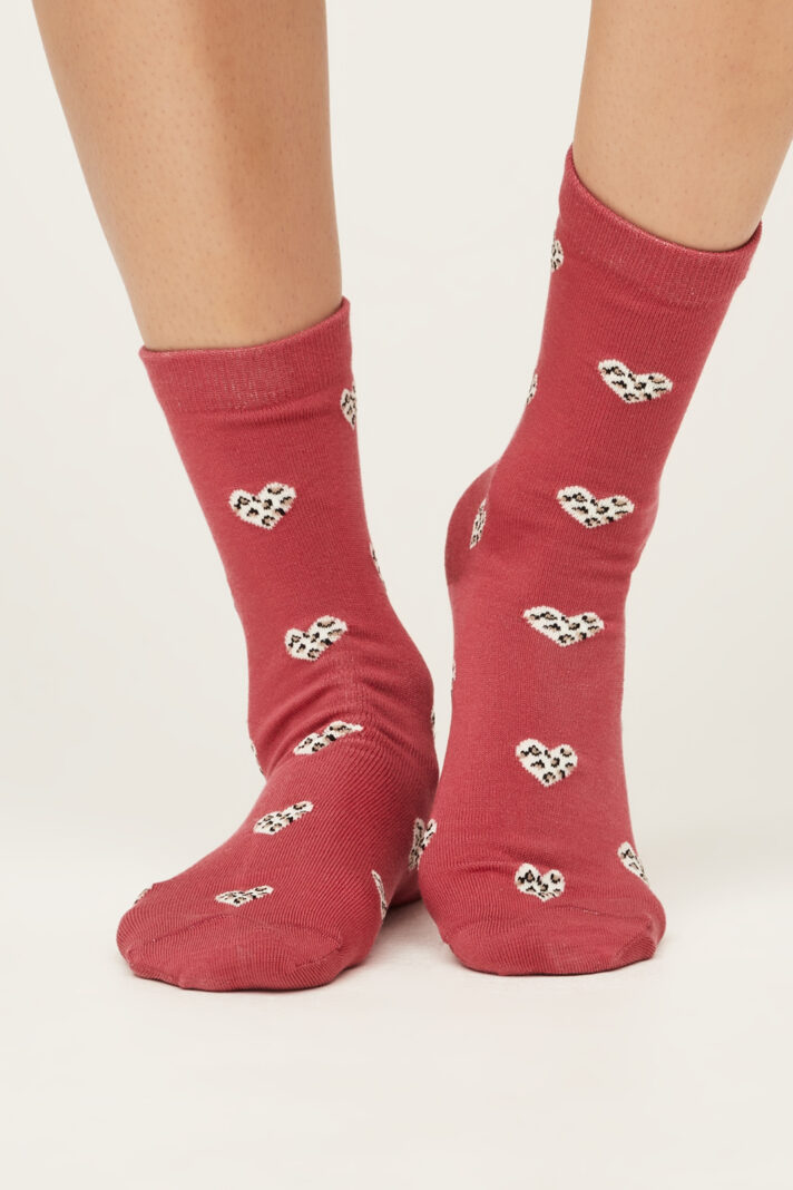 Thought dámské bambusové ponožky leopard heart blush pink