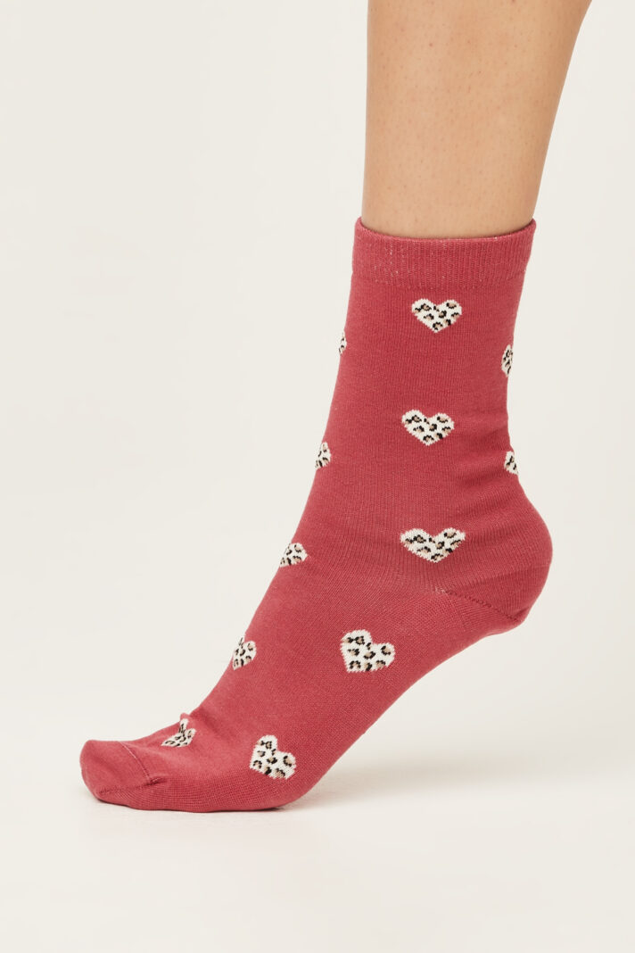 Thought dámské bambusové ponožky leopard heart blush pink