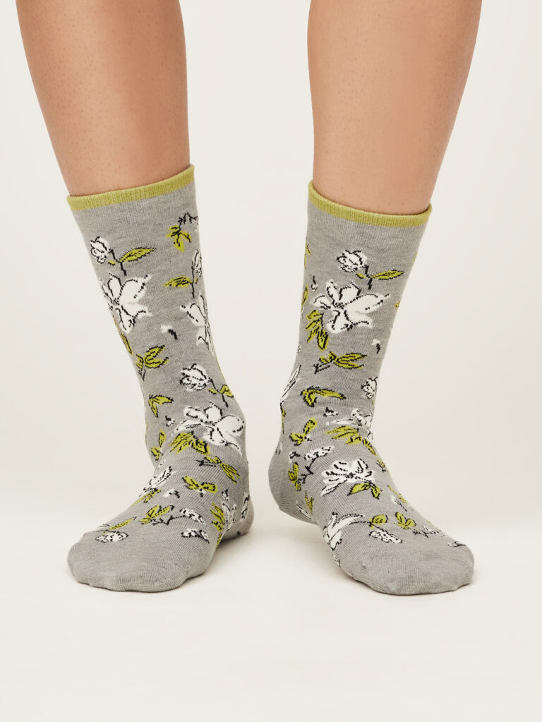 Thought dámské bambusové ponožky sketchy floral grey marle