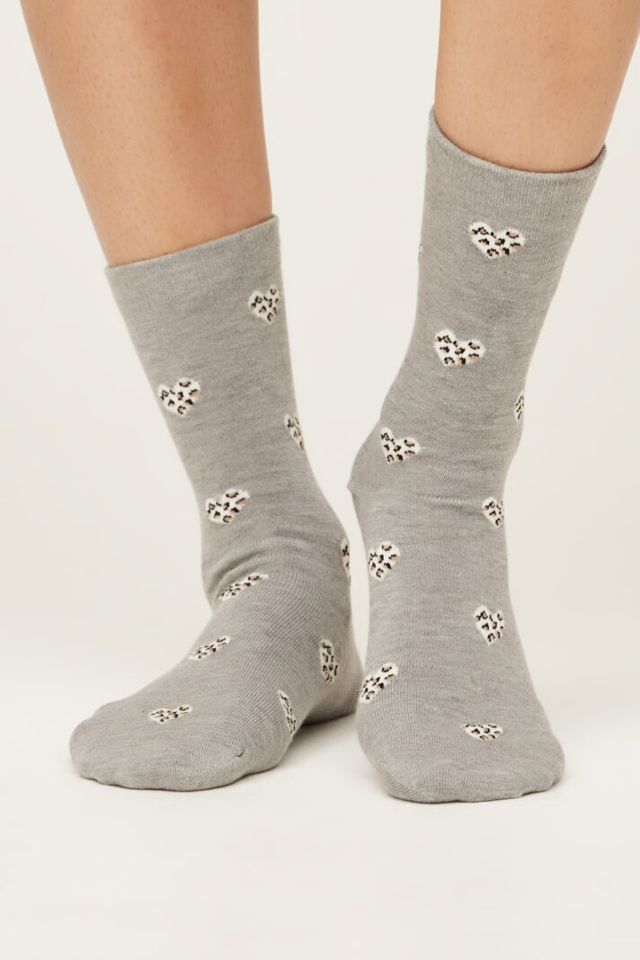 Thought dámské bambusové ponožky leopard heart grey marle