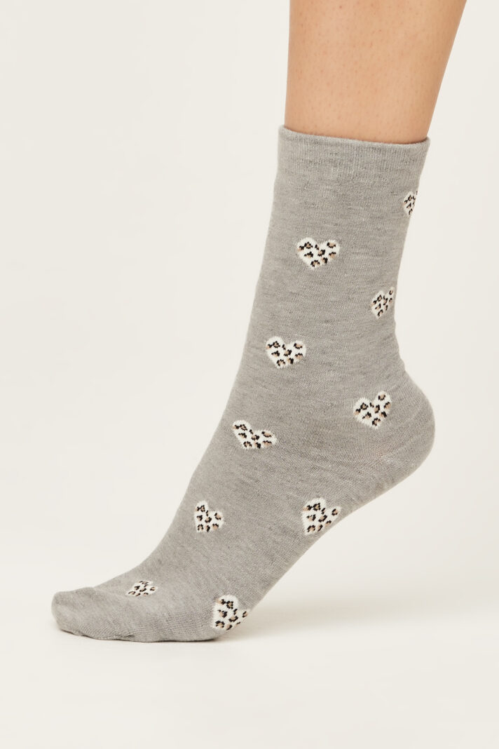 Thought dámské bambusové ponožky leopard heart grey marle