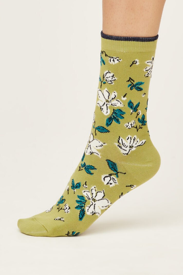 Thought dámské bambusové ponožky sketchy floral pea green